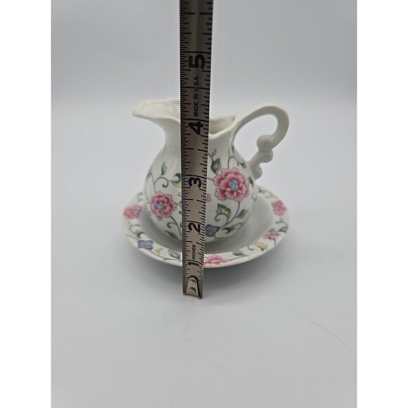 VTG Inarco Porcelain Floral Pitcher & Wash Basin Set Decorative Accent - Picture 8 of 10